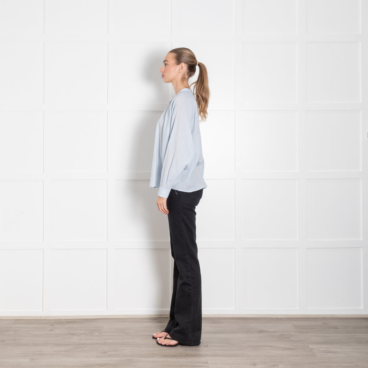 Sacrecoeur Light Blue Textured Fabric Cotton Shirt