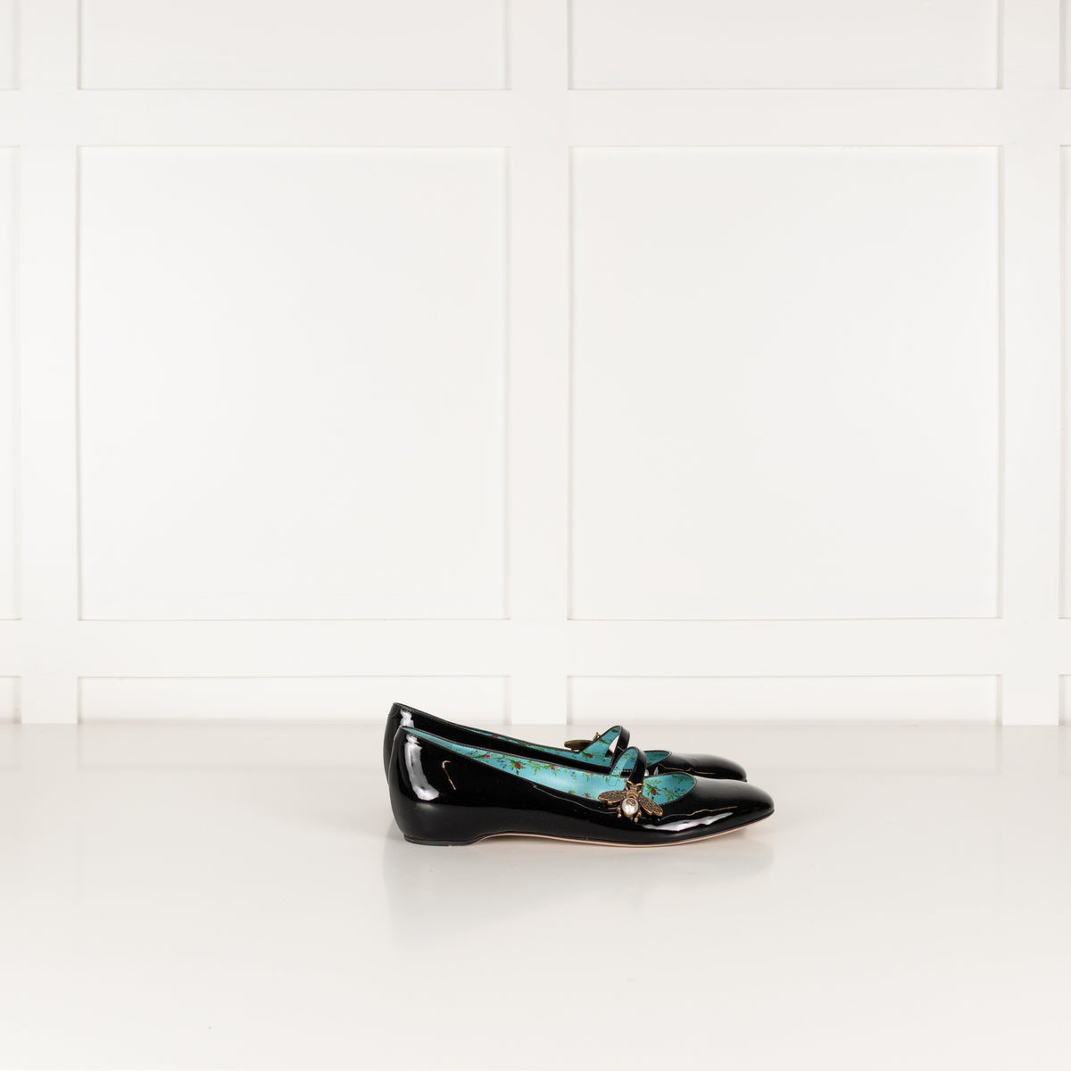 Gucci Black Lois Bee Patent Leather Pumps