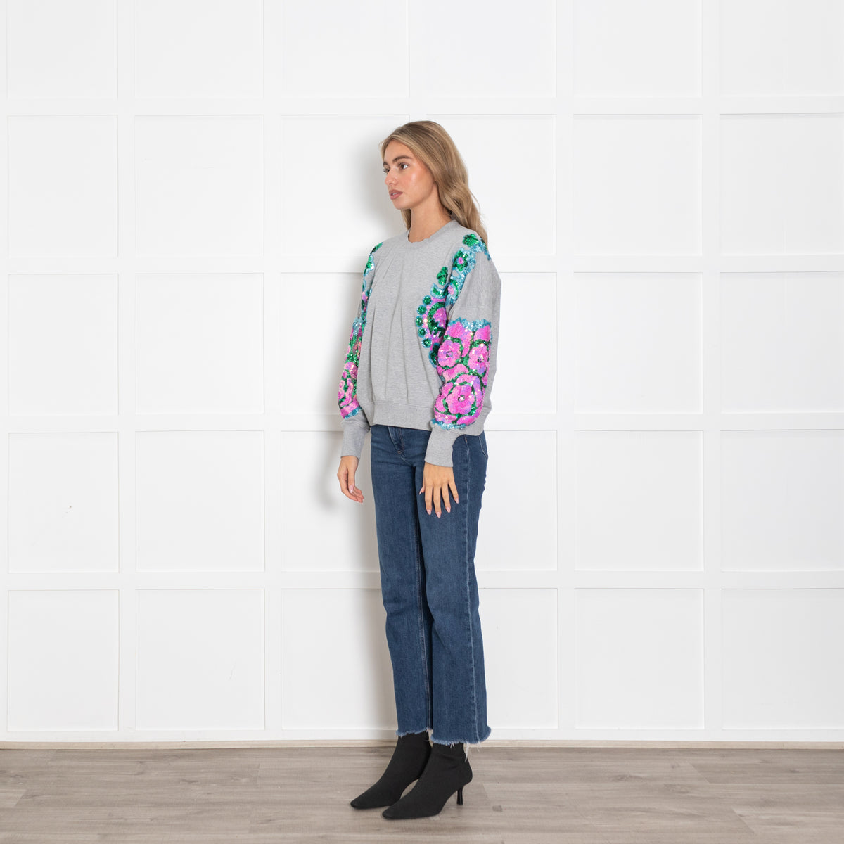 Essentiel Antwerp Grey Embellished Sweatshirt