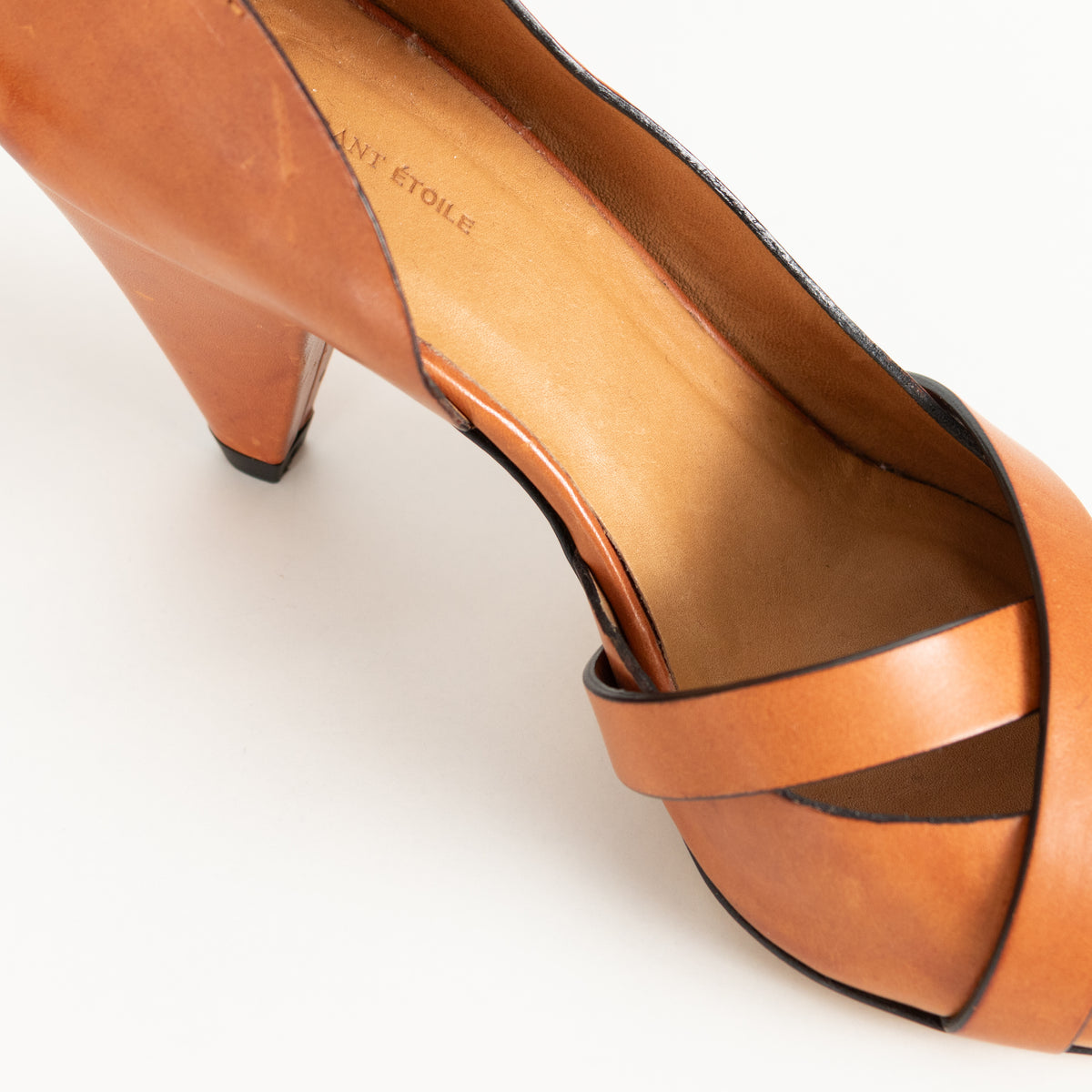 Isabel Marant Etoile Tan Leather Cone Shaped Heel Shoes