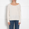 Kujten Cream Cashmere Jumper With Pastel Fringed Sleeves
