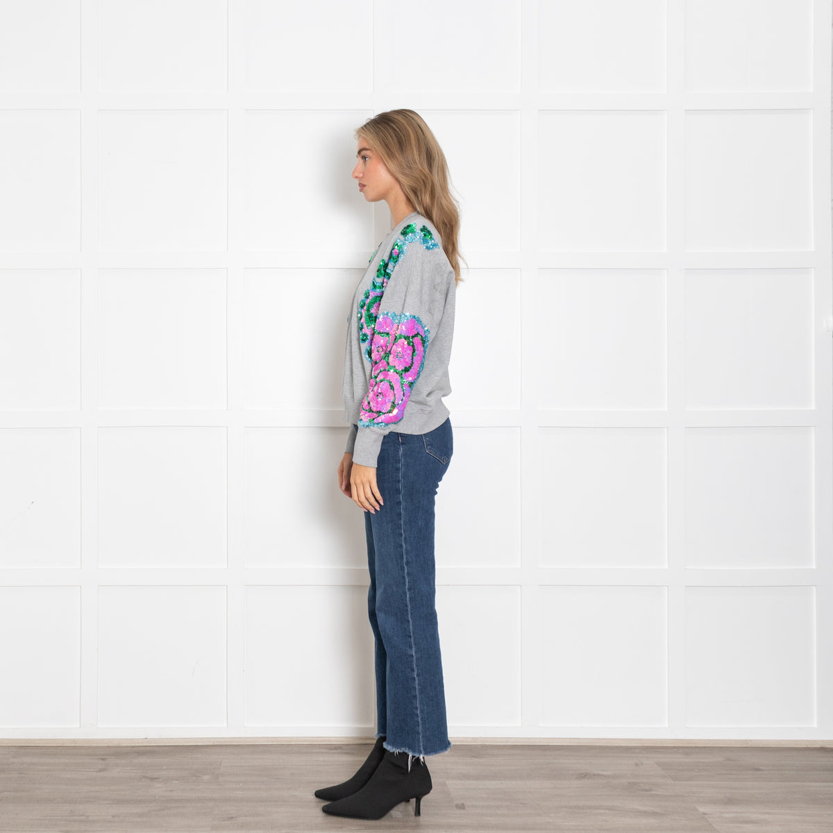 Essentiel Antwerp Grey Embellished Sweatshirt