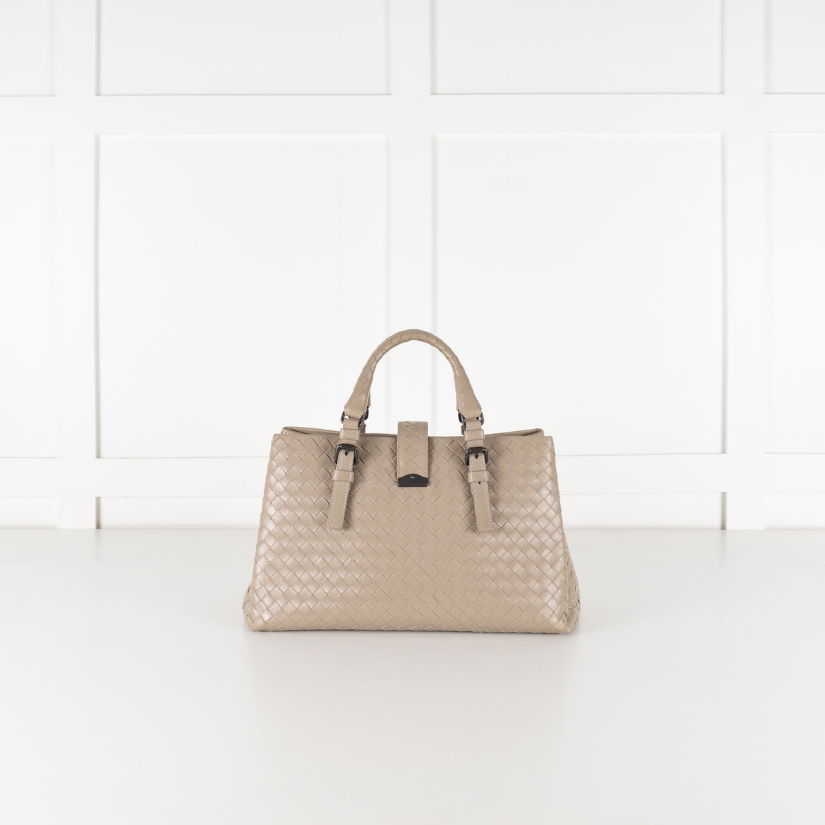 Bottega Veneta Taupe Intrecciato Leather Roma Bag