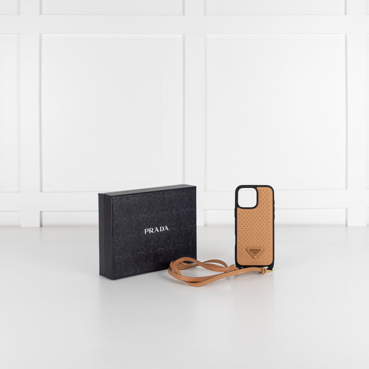 Prada Tan Studded Phone Case