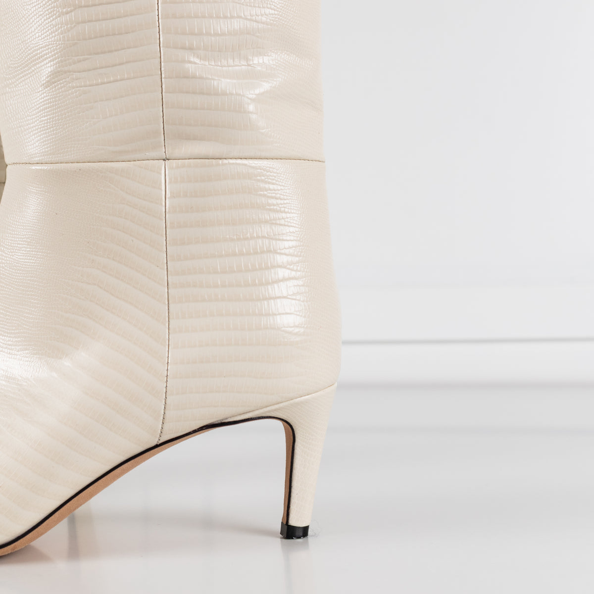 Paris Texas White Mock Snake Heeled Boots