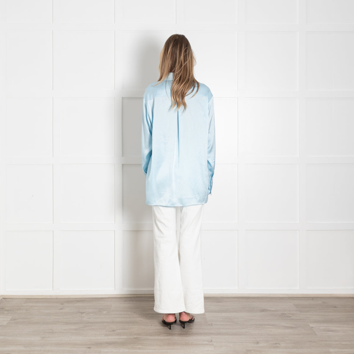 Serena Bute Ice Blue Satin Oversized Blouse