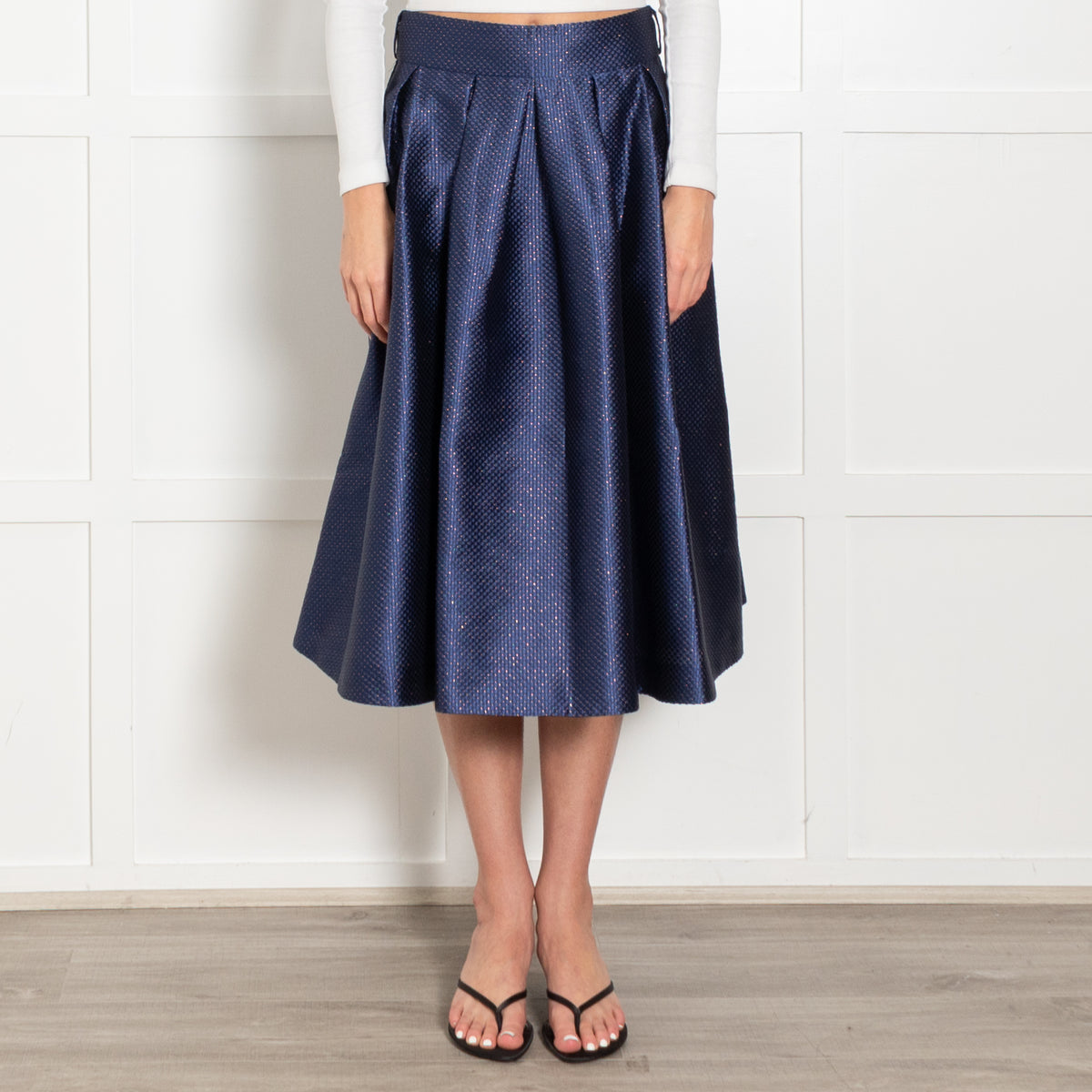 Tara Jarmon Royal Blue With Gold Thread Skirt Suit