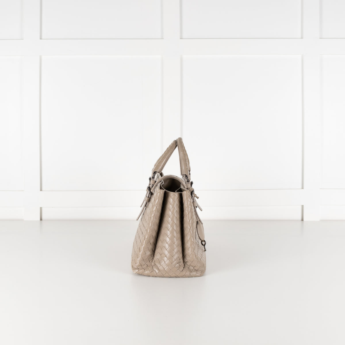 Bottega Veneta Taupe Intrecciato Leather Roma Bag