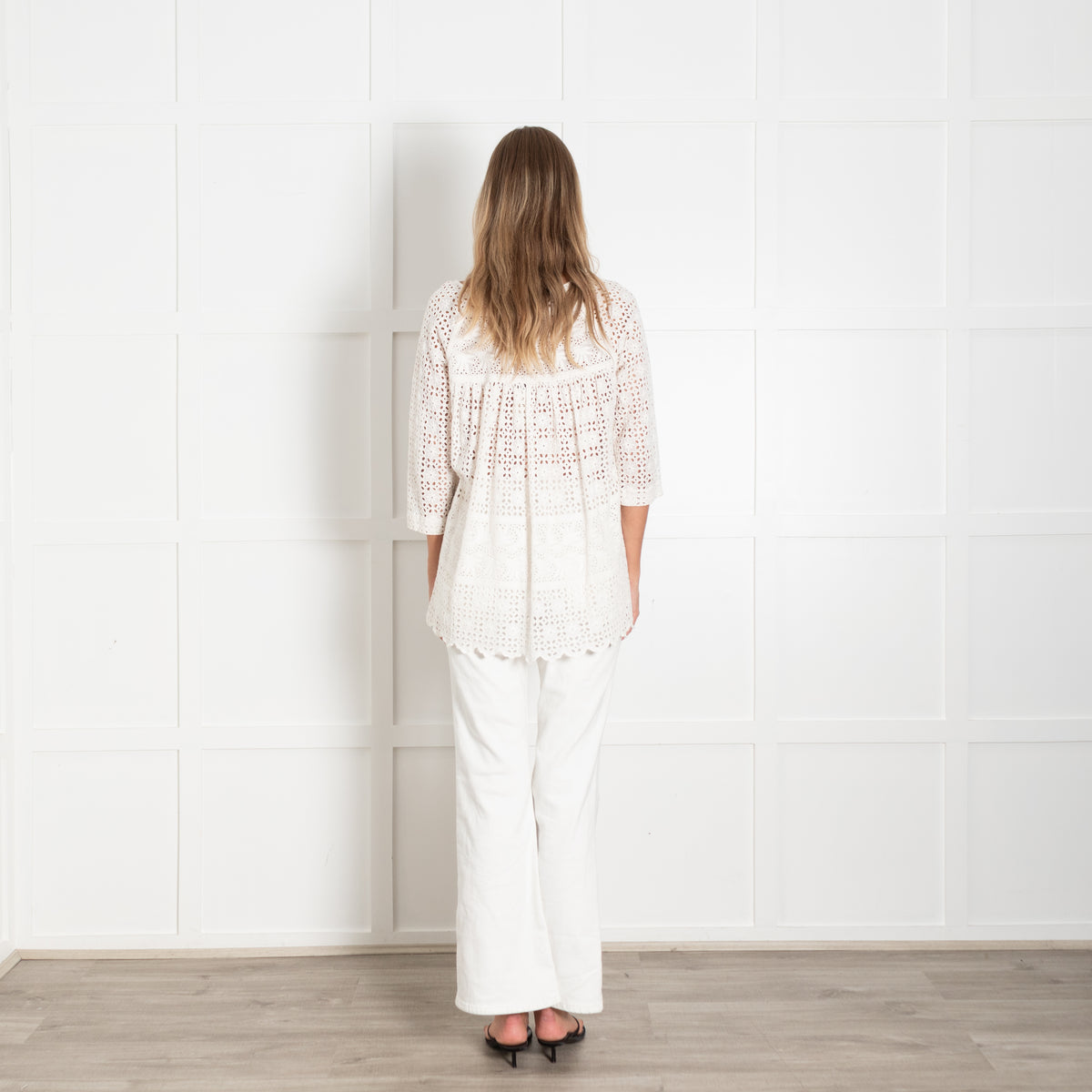 Stella Forest Cream Broderie Anglaise Top With Tassled Ties