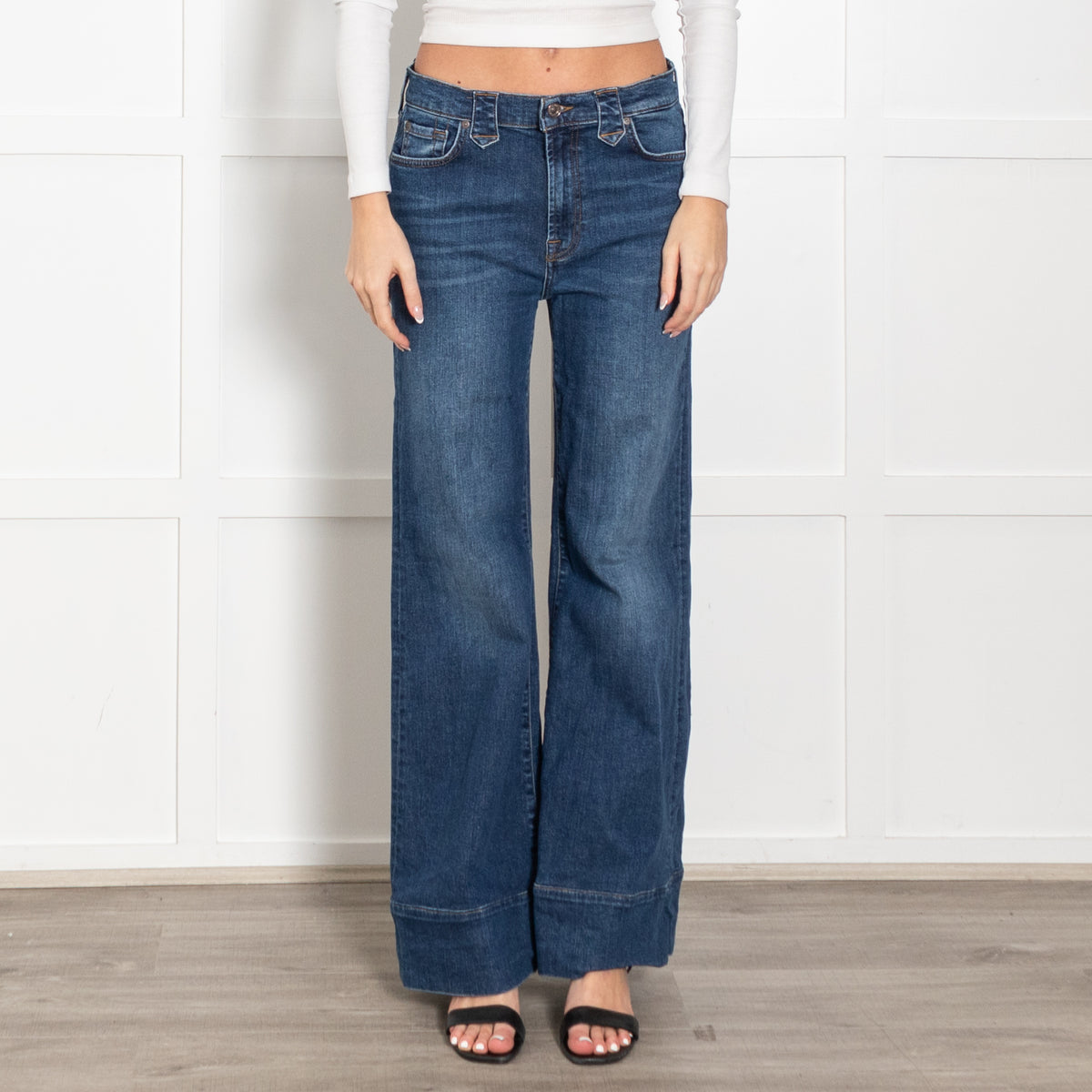 7 For All Mankind Blue Wide Leg Jeans