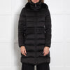 Burberry Prorsum Black Quilted Fur Hood Belted Coat