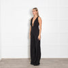 LA Mania Lace Back Black Flared Jumpsuit
