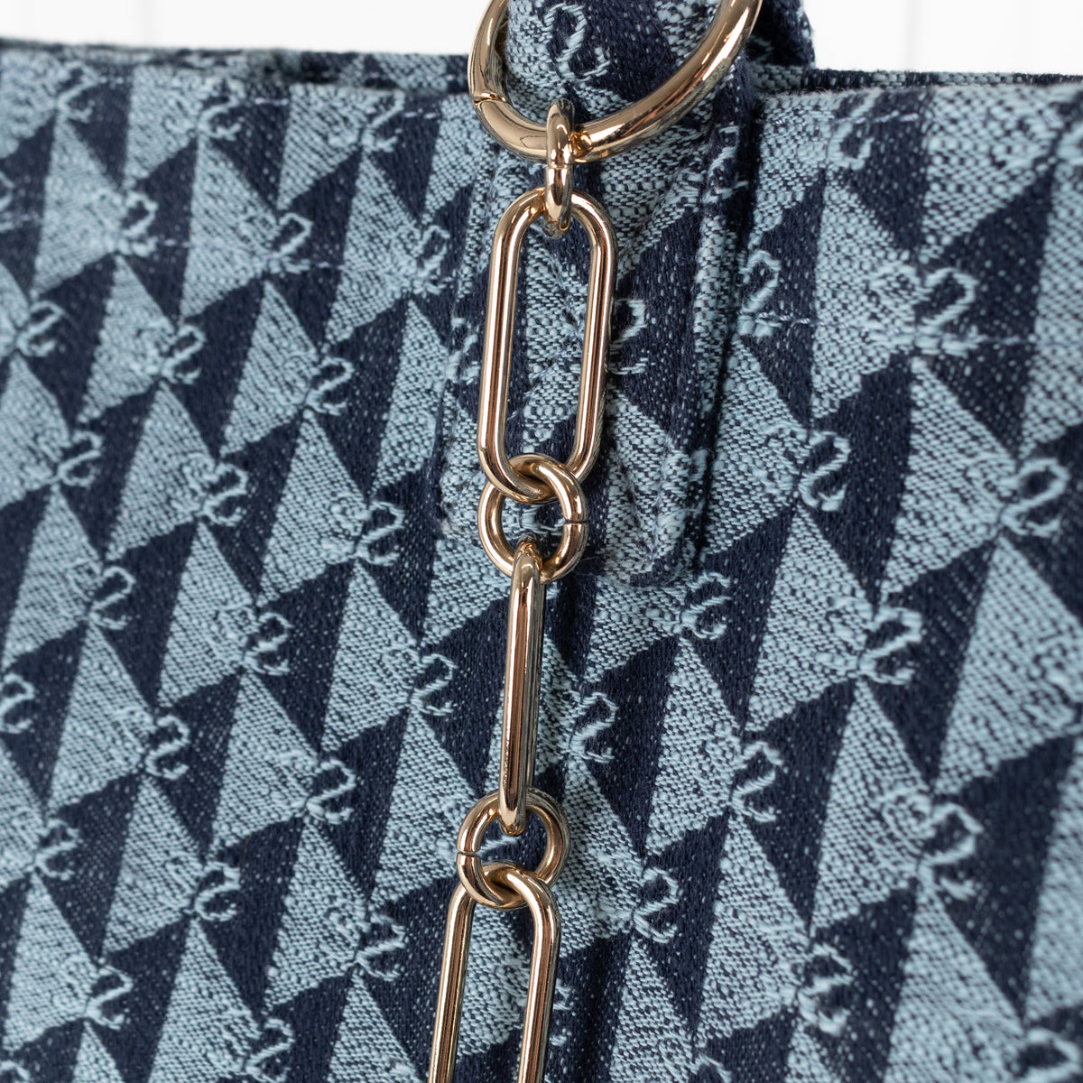 Sandro Blue Cotton Kasbah Monogram Tote Bag With Frayed Edge