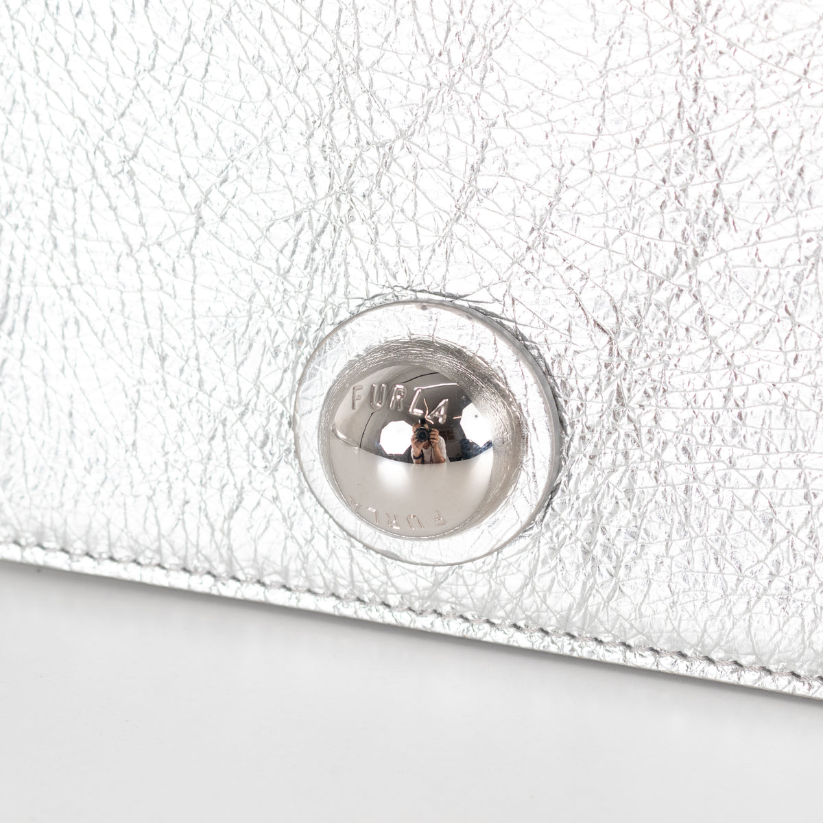 Furla Metallic Silver Sfera Crossbody Bag