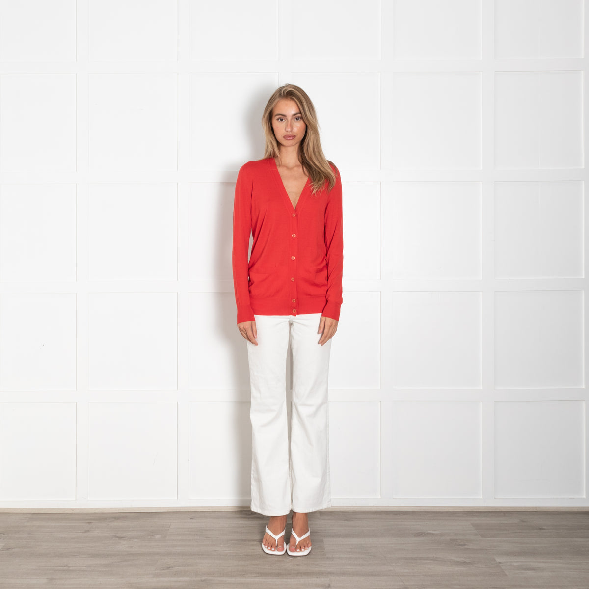 Yves Saint Laurent Red Fine Knit Cardigan