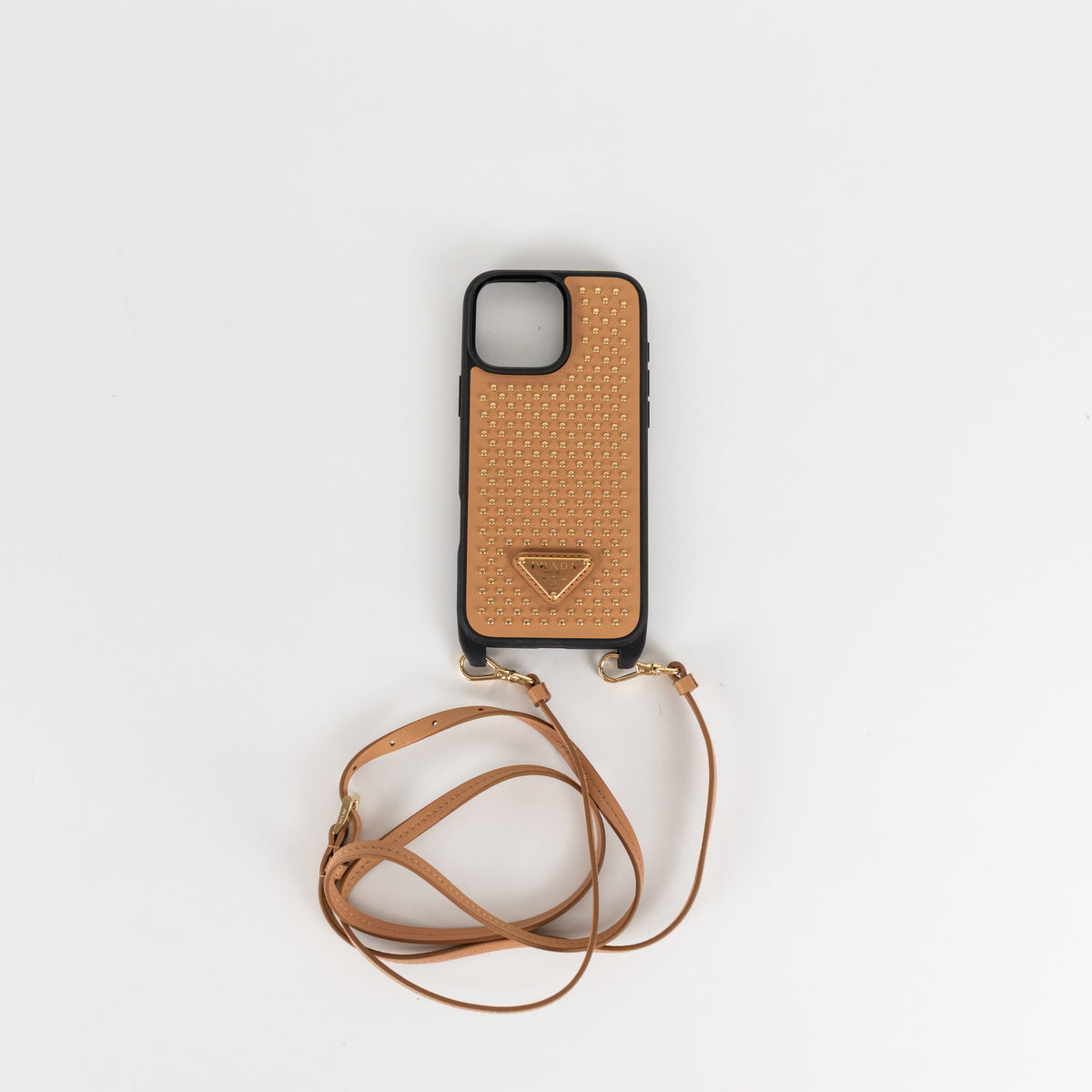 Prada Tan Studded Phone Case