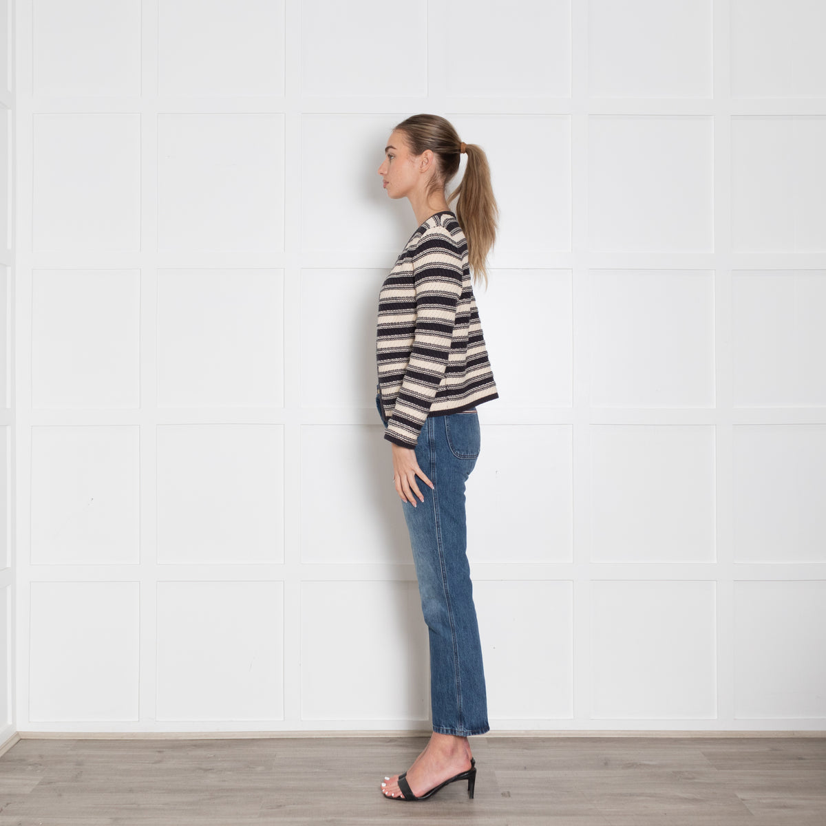 Rails Black Cream Stripe Cotton Blend Cardigan