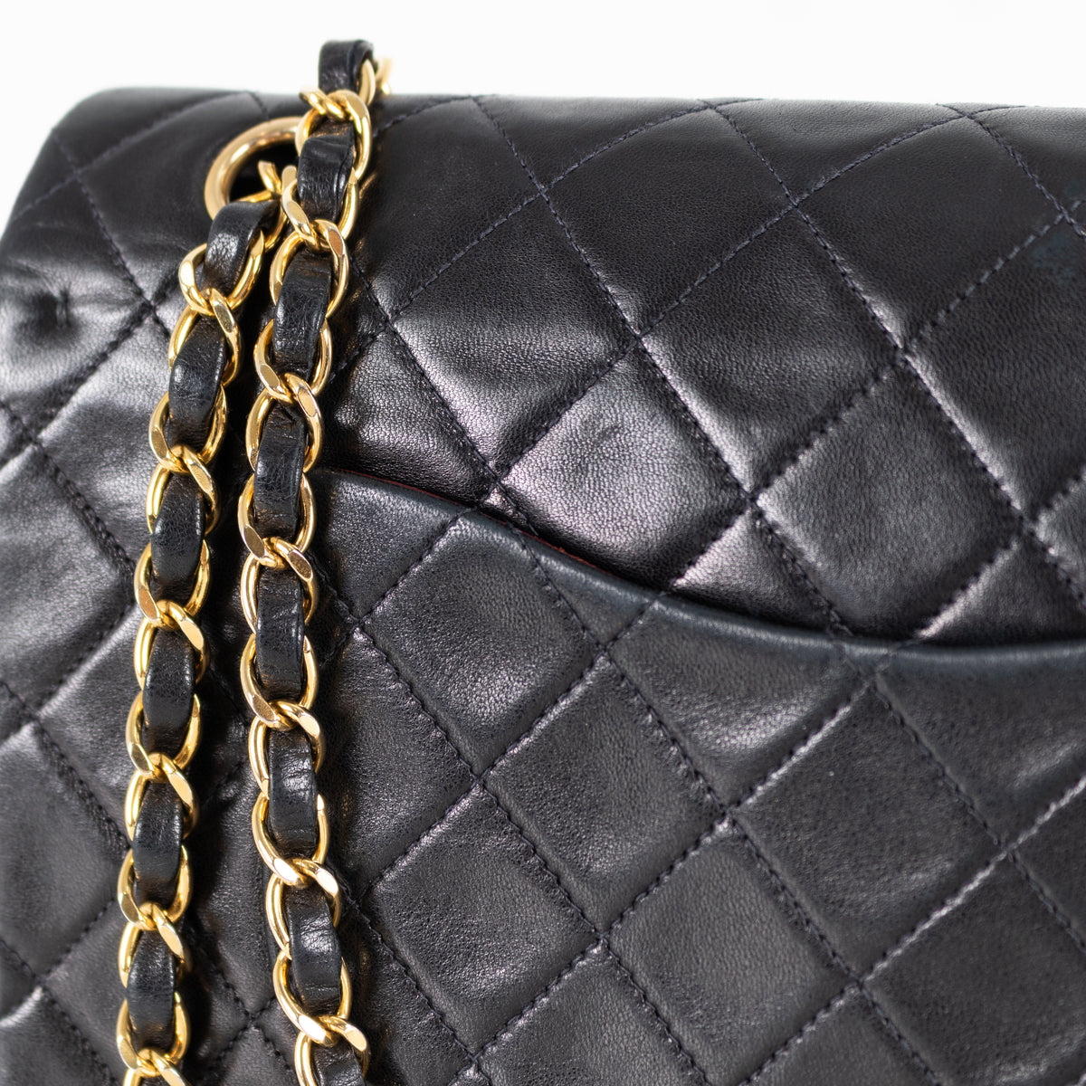 Chanel Black Lambskin Vintage Medium Double Flap