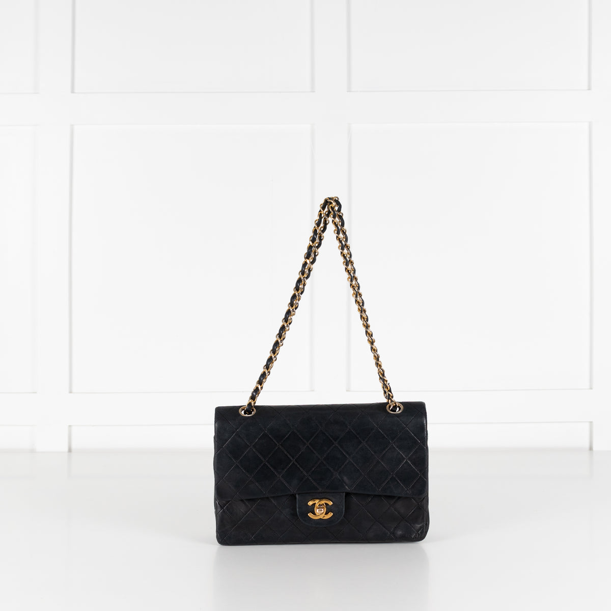 Chanel Vintage Medium Black Double Flap Shoulder Bag