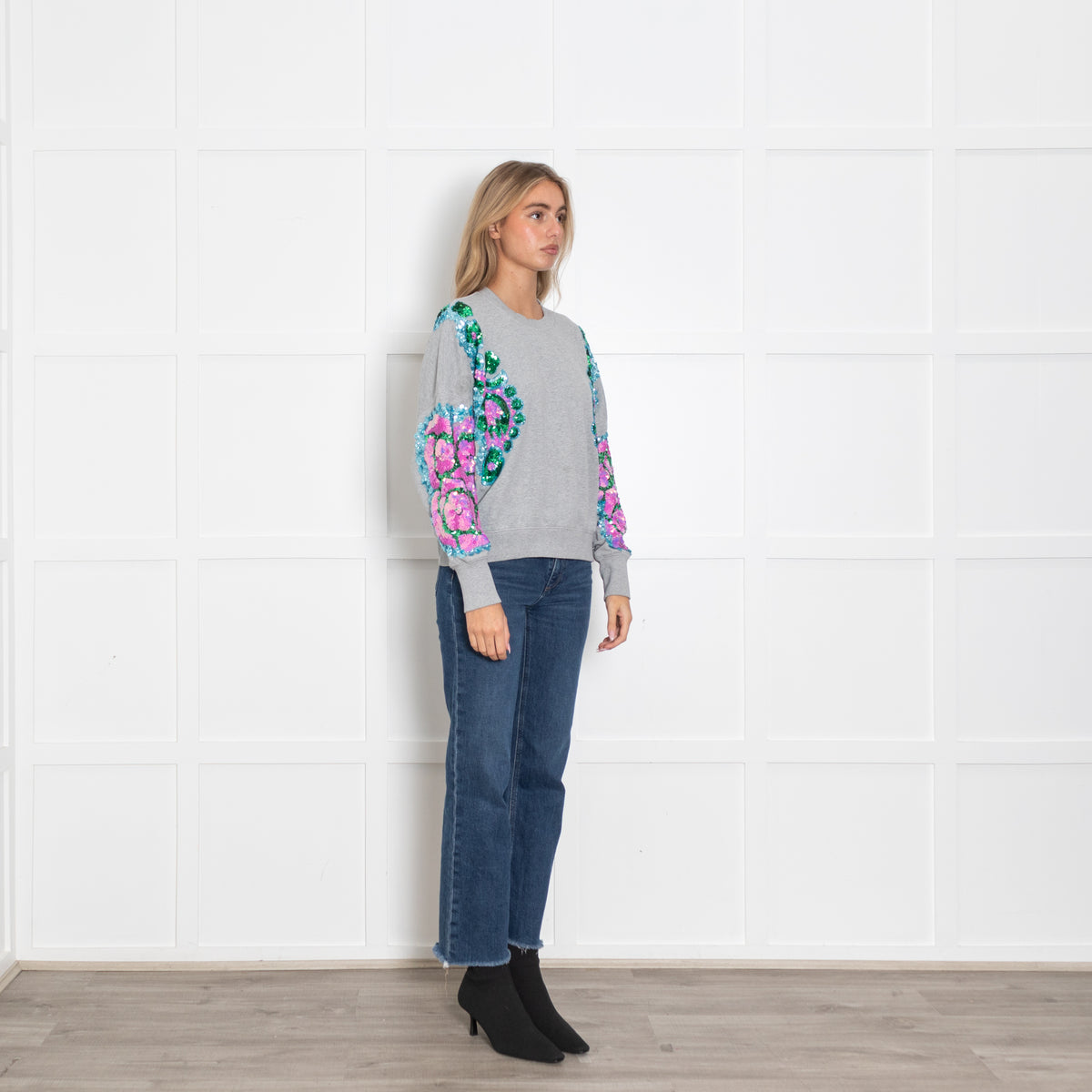 Essentiel Antwerp Grey Embellished Sweatshirt