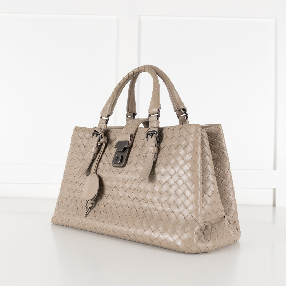 Bottega Veneta Taupe Intrecciato Leather Roma Bag