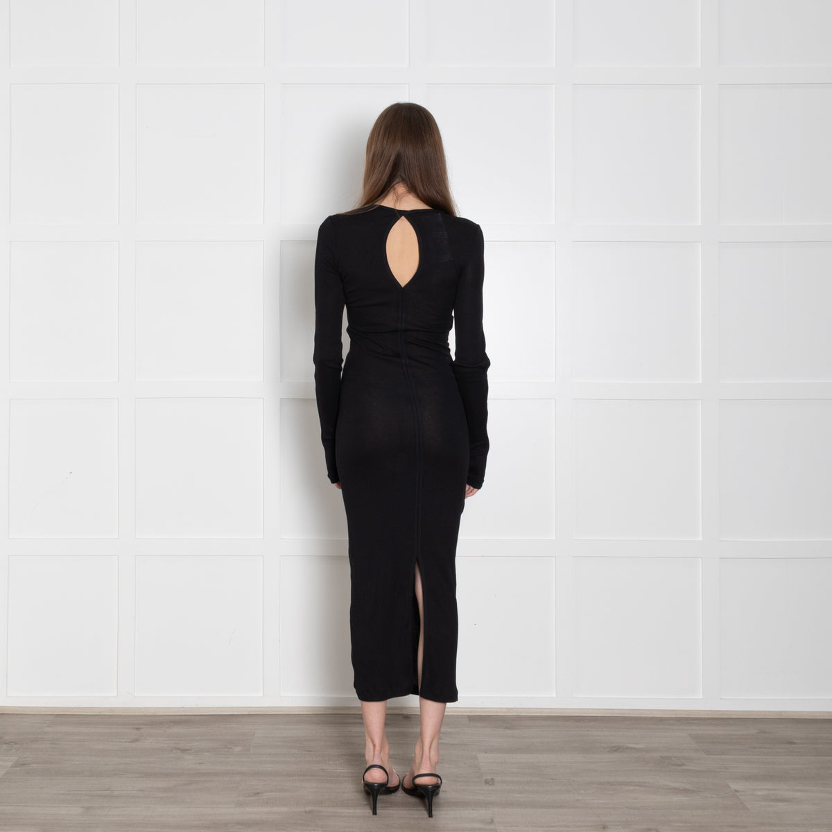 Helmut Lang Black Thin Ribbed Maxi Dress