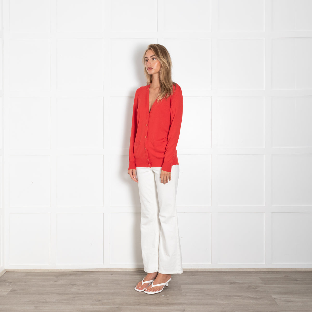 Yves Saint Laurent Red Fine Knit Cardigan