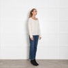 Kujten Cream Cashmere Jumper With Pastel Fringed Sleeves