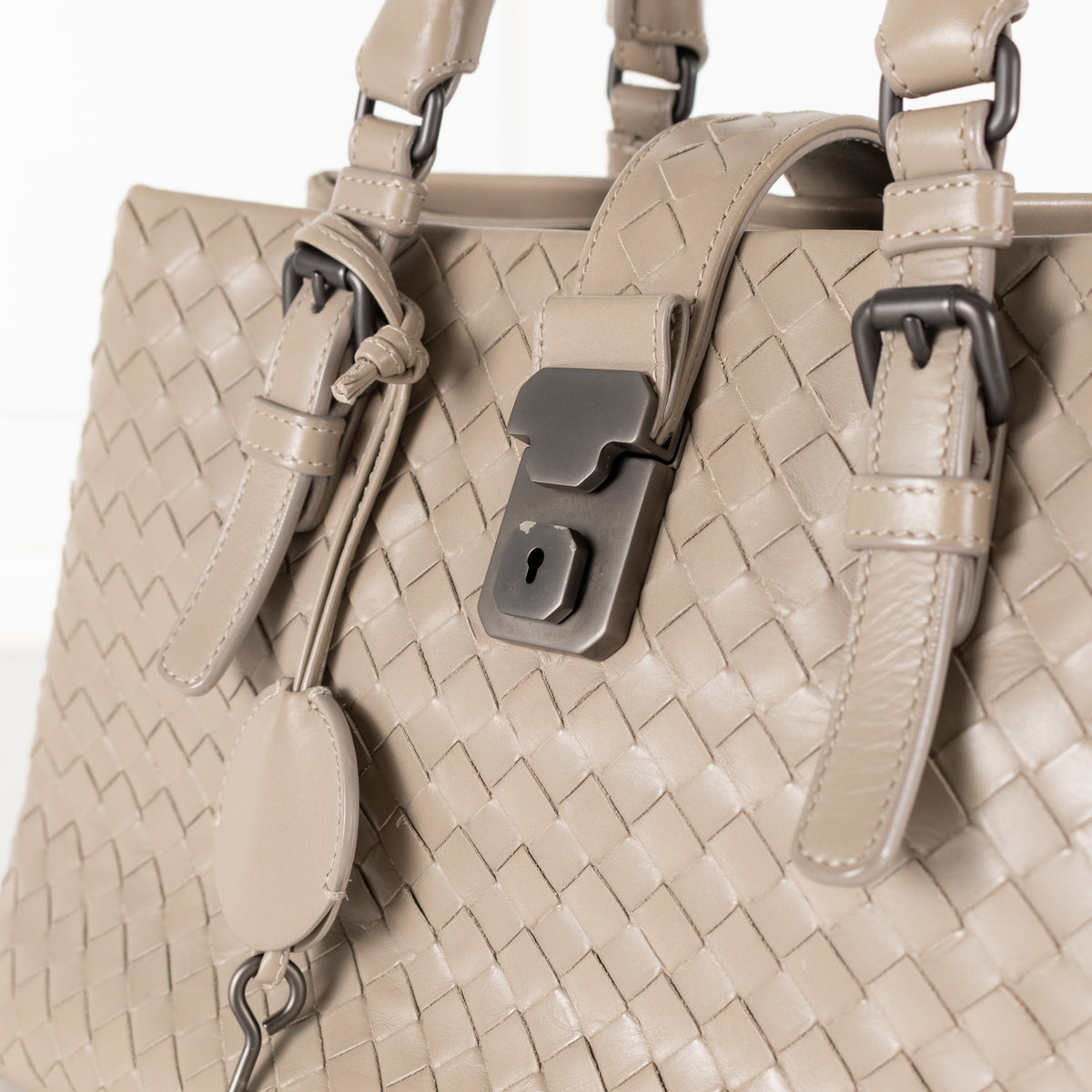 Bottega Veneta Taupe Intrecciato Leather Roma Bag