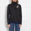 Karl Lagerfeld Black Glitter Roll Neck Fitted Top