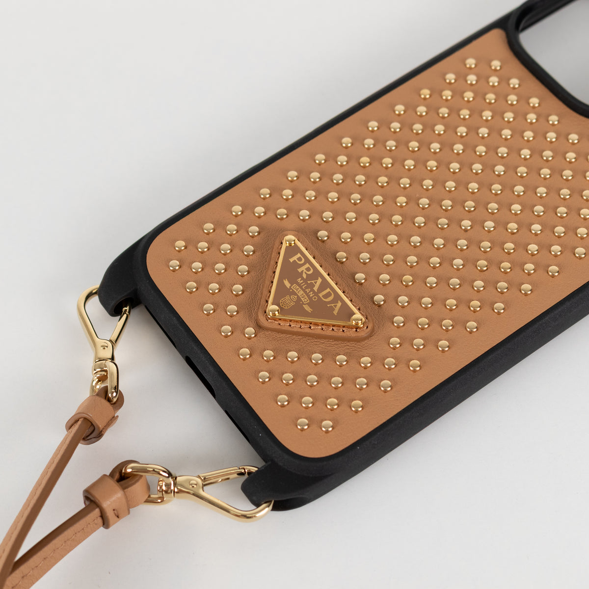 Prada Tan Studded Phone Case