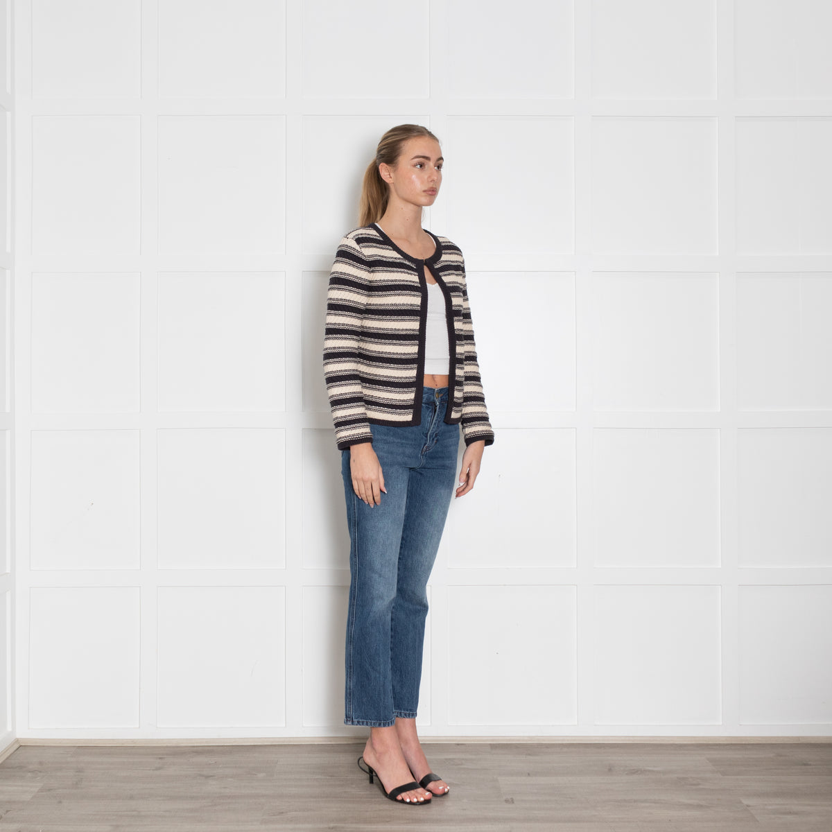 Rails Black Cream Stripe Cotton Blend Cardigan