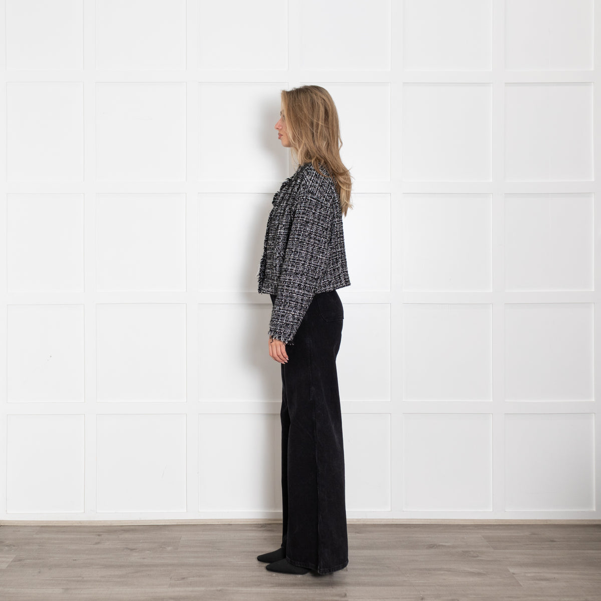 Iro Black White Raw Edge Tweedy Jacket