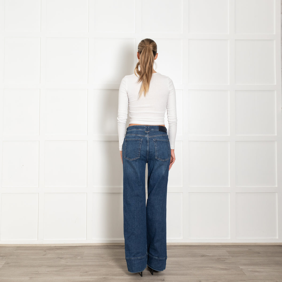 7 For All Mankind Blue Wide Leg Jeans