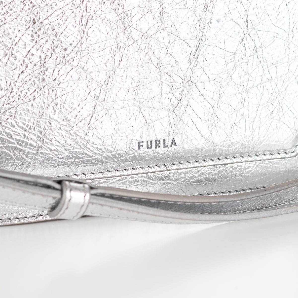 Furla Metallic Silver Sfera Crossbody Bag