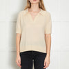 Levete Room Cream Wool Blend Short Sleeve V Neck Jumper