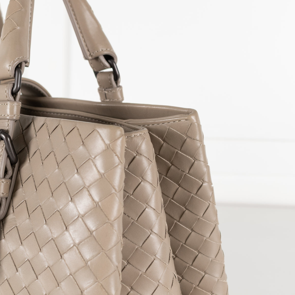 Bottega Veneta Taupe Intrecciato Leather Roma Bag