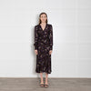 Me + Em Black Meadow Print Ruched Maxi Dress
