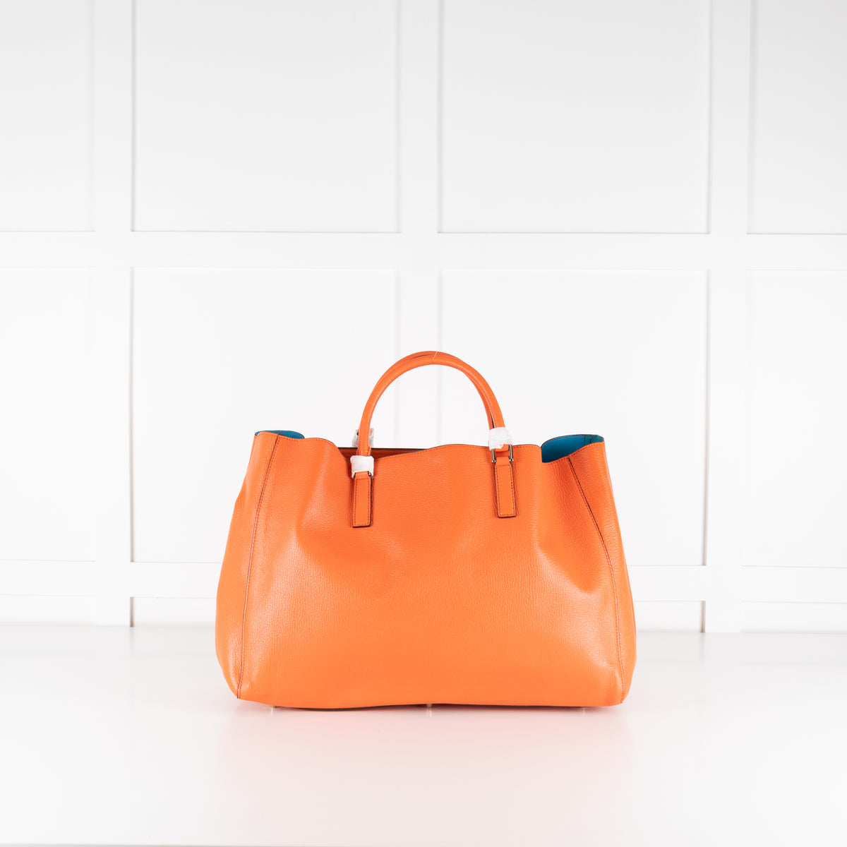 Anya Hindmarch Orange Grained Leather Tote Bag