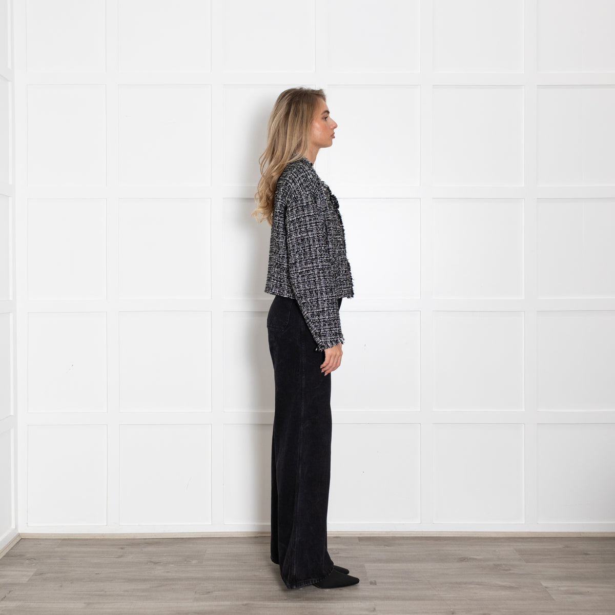 Iro Black White Raw Edge Tweedy Jacket