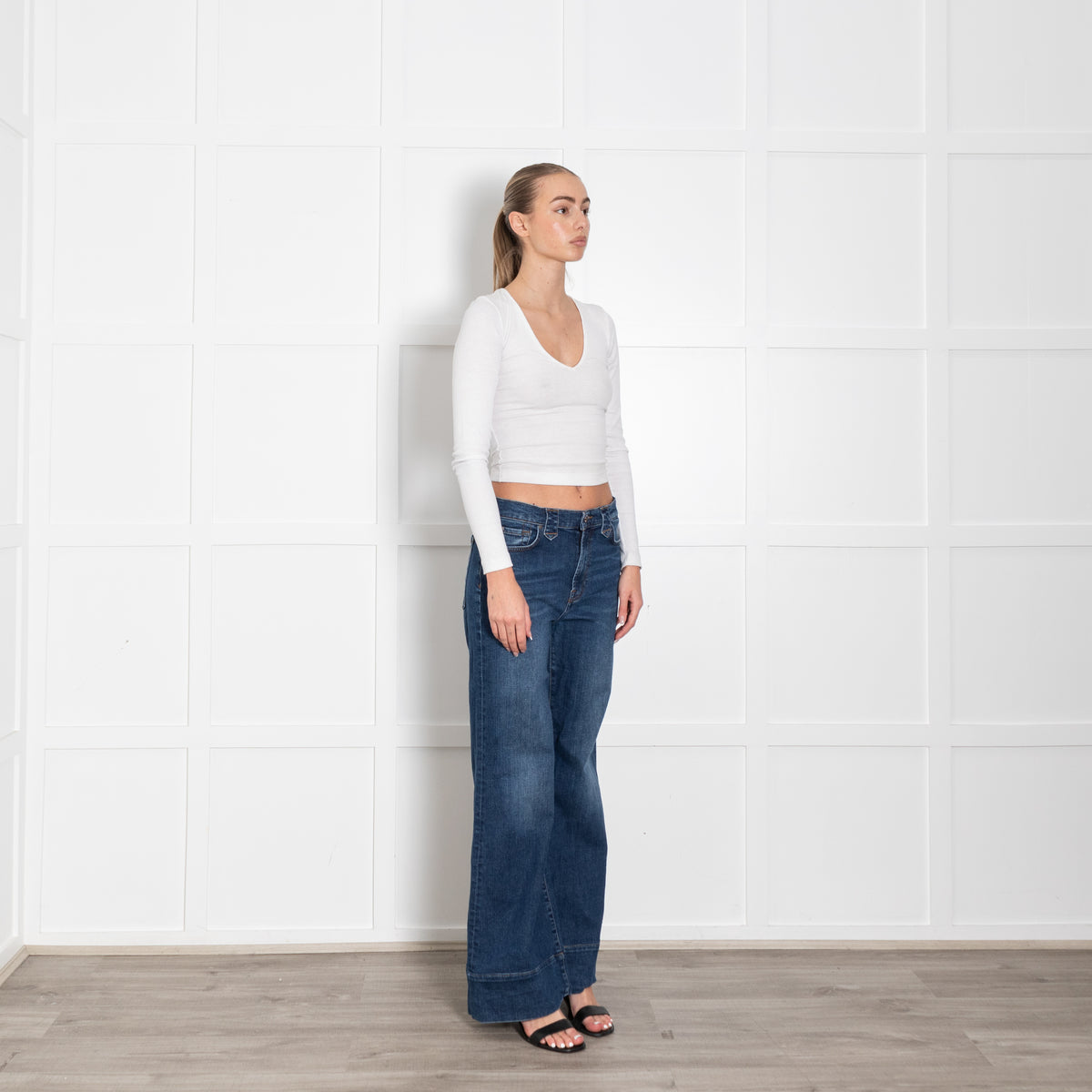 7 For All Mankind Blue Wide Leg Jeans