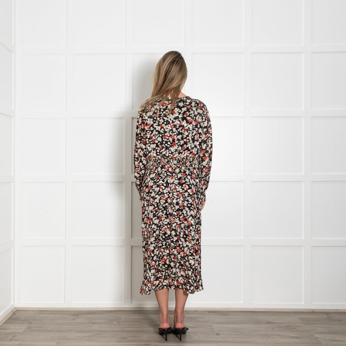 Somerset By Alice Temperley Black Cream Rust Gold Lurex Flower Print Dress