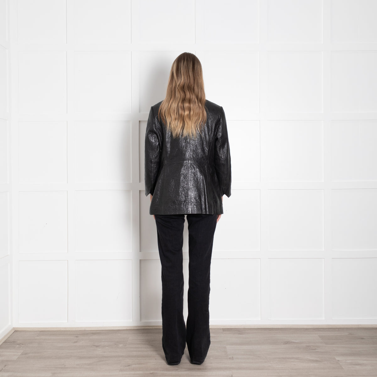 Zadig & Voltaire Preloved Black Crinkled Leather Blazer Jacket