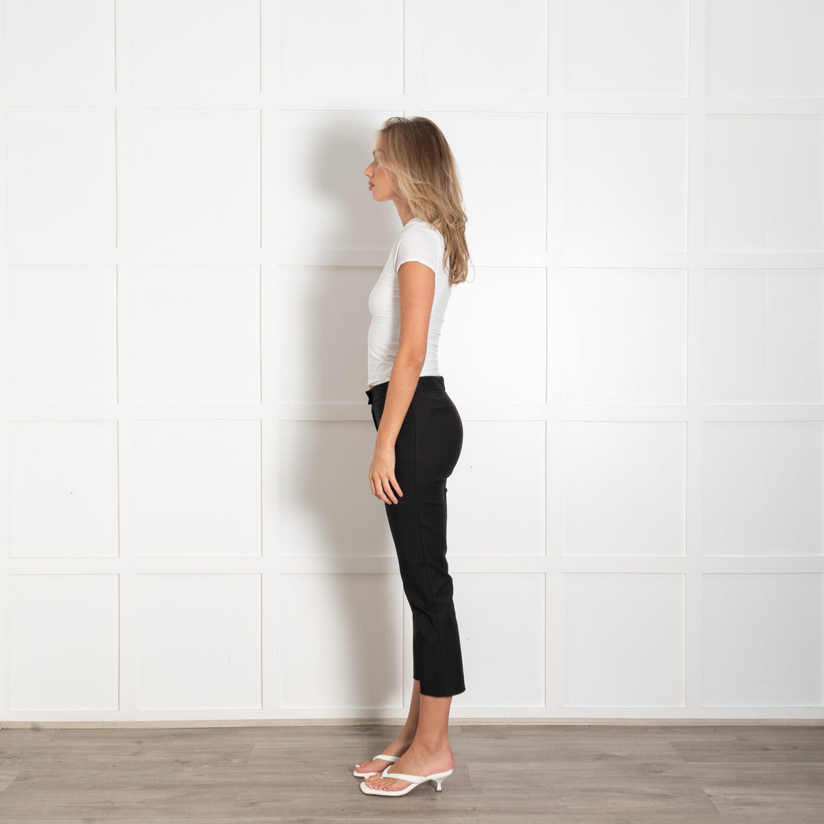 Joseph Black Cotton Elastane Blend Cropped Trousers