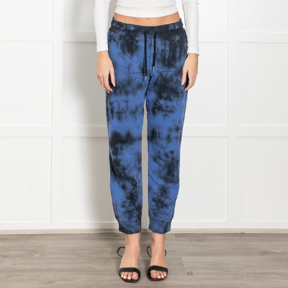 MCQ Blue Black Print Tie Dye Cotton Joggers