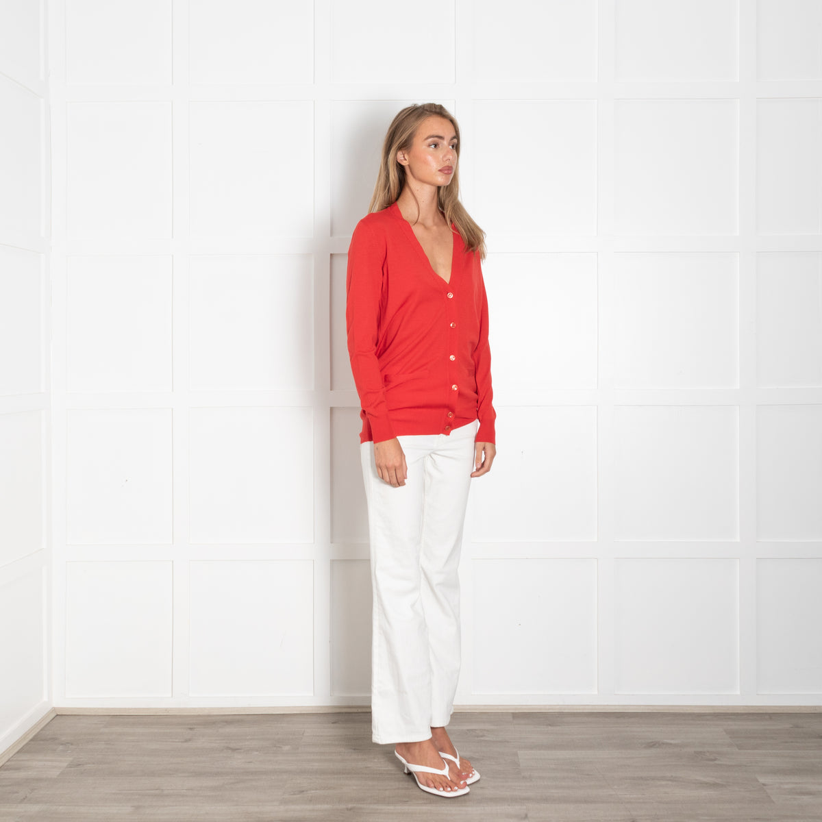 Yves Saint Laurent Red Fine Knit Cardigan