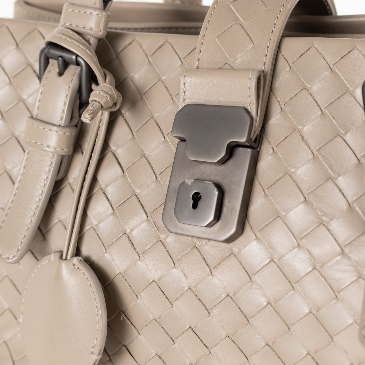 Bottega Veneta Taupe Intrecciato Leather Roma Bag