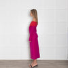 Emilio De La Morena Fuchsia Pink Red Trim Sleeved Dress