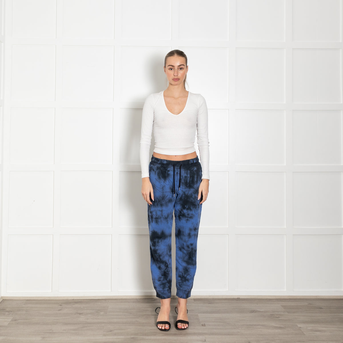 MCQ Blue Black Print Tie Dye Cotton Joggers
