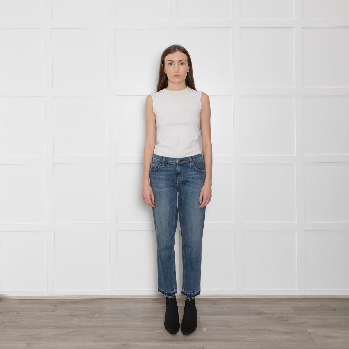 Current Elliott Blue Wash Cropped Straight Jeans